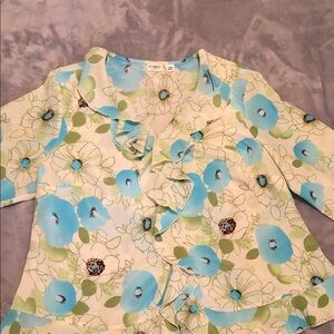 Cato Blue and Green Floral Top